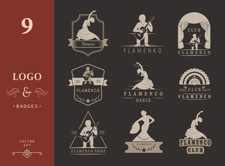 Set Logos and Badges Flamenco - obrazy, fototapety, plakaty