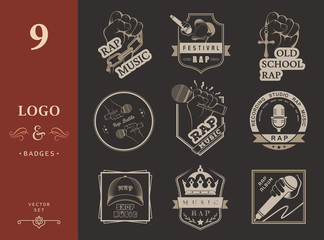Fototapeta premium Set logos and Badges Rap Music