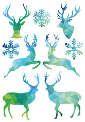 Obraz na płótnie Canvas Geometric Christmas deer, vector set