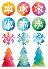 Polygonal Christmas set, vector