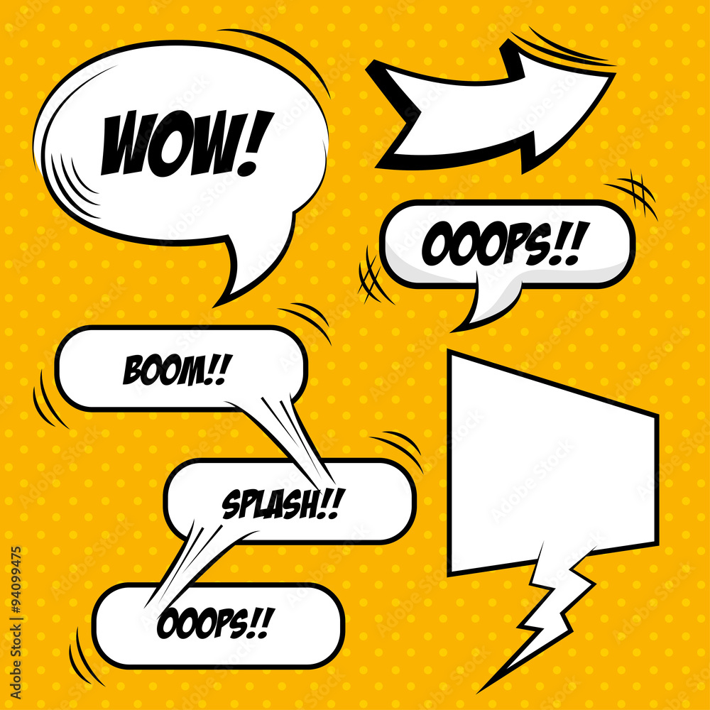 Poster pop art comic bubbles design