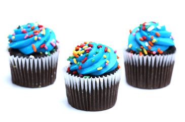 Blue Cupcakes Isolated on a White Background