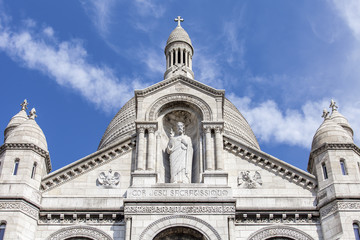 PARIS, FRANCE, on AUGUST 31, 2015. Architectural details of a basilica Sakre Kerr (fr. Basilique du...