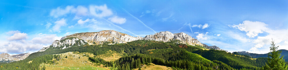 Mountain panorama of Ciucas peaks in summer season, Romania