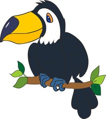 Cute toucan sitting on tree branch