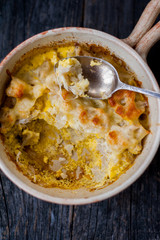 Baked cauliflower with cheese and eggs