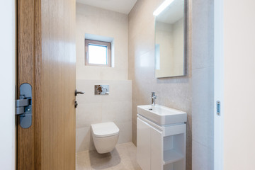 Fototapeta na wymiar interior of small bathroom in modern house