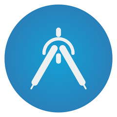 Flat white Drafting Compass icon on blue circle