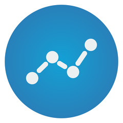 Flat white Graph icon on blue circle