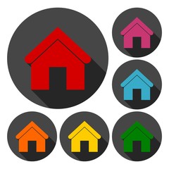 Home icons set with long shadow