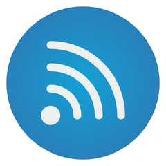 Flat white Wireless icon on blue circle