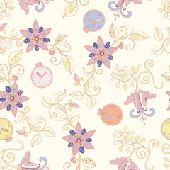 Seamless vector background with floral pattern. 