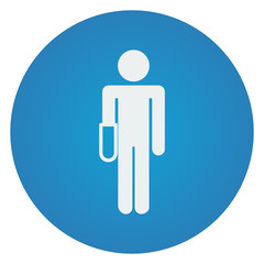 Flat white Hand icon on blue circle