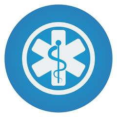 Flat white Medical  icon on blue circle