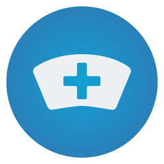 Flat white Nurse icon on blue circle