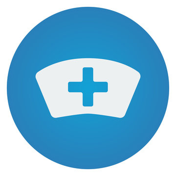 Flat white Nurse icon on blue circle
