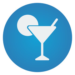 Flat white Cocktail icon on blue circle
