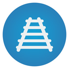 Flat white Railroad icon on blue circle
