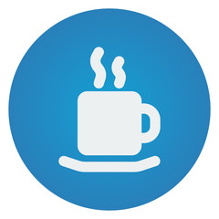 Flat white Coffee icon on blue circle