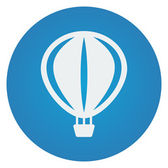 Obraz premium Flat white Air Balloon icon on blue circle