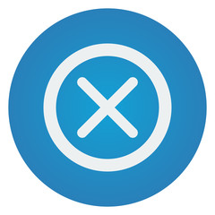 Flat white Cancel icon on blue circle