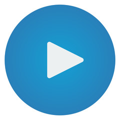 Flat white Play icon on blue circle