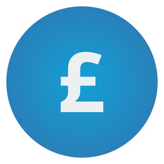Flat white Pound icon on blue circle