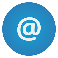 Flat white E-Mail icon on blue circle