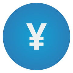 Obraz premium Flat white Yen icon on blue circle