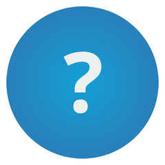 Flat white Question Mark icon on blue circle