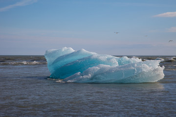 Stranded iceberg  on a lava beach