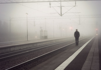Man on train platform