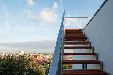 Stairway to the roof of modern house
