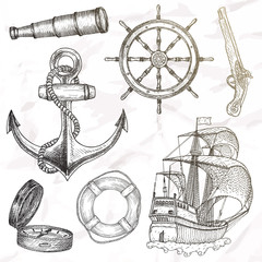 Items on the marine theme. 