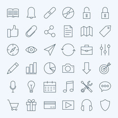 Line Universal Web and Mobile User Interface Icons Set