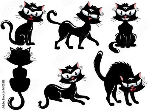 "Black Cat Collection Isolated" Stock image and royalty-free vector