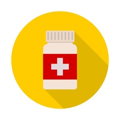Medical bottle icon with long shadow