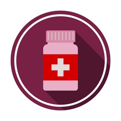 Medical bottle icon with long shadow
