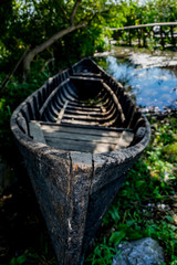Old traditonal wooden boat in Sf. Gheorghe