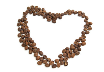 Heart of roasted coffee beans