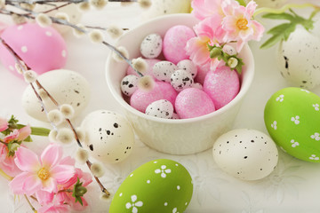easter eggs and flowers