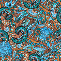 Vector floral background with hand made pattern. 