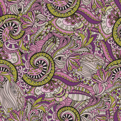 Vector floral background with hand made pattern. 
