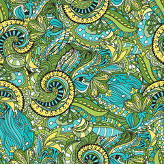 Vector floral background with hand made pattern. 