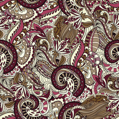 Vector floral background with hand made pattern. 