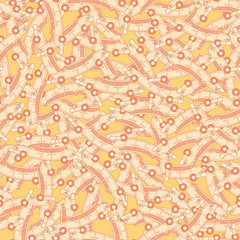 Texture with cute cartoon car. Hand drawn design. 