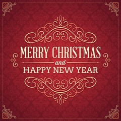 Red Square Shaped Christmas and New Year's Greeting Card