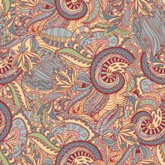 Vector floral background with hand made pattern. 
