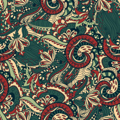 Vector floral background with hand made pattern. 