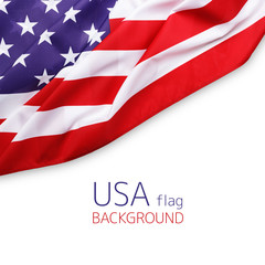 Fototapeta na wymiar Closeup of American flag on plain background